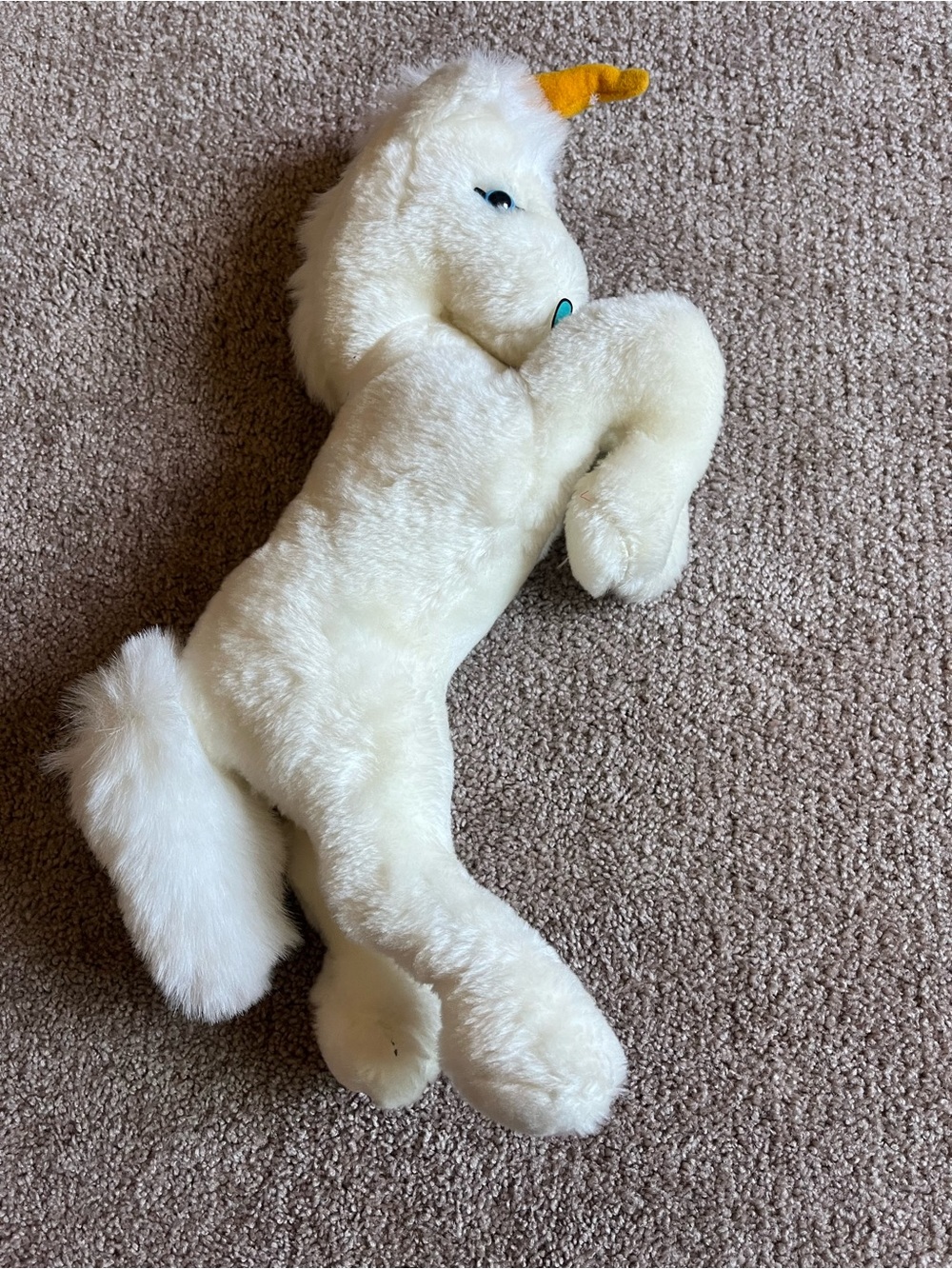 VTG 80’s Mighty Star White Unicorn Plush Toy - Picture 1 of 4